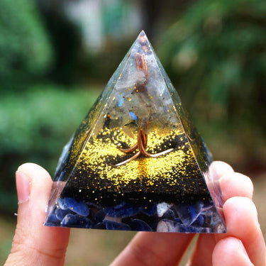 #30- Handmade Labradorite & Sodalite Stone Tree of Life 'CONFIDENCE' ORGONITE Pyramid